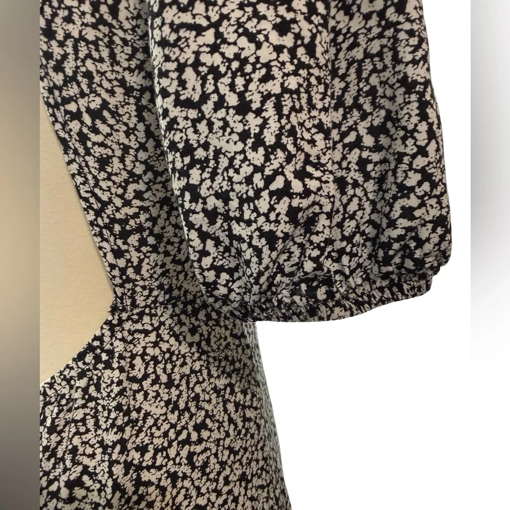 Free People Black and White Backless Puff Sleeve Mini Dress - Picture 7 of 11